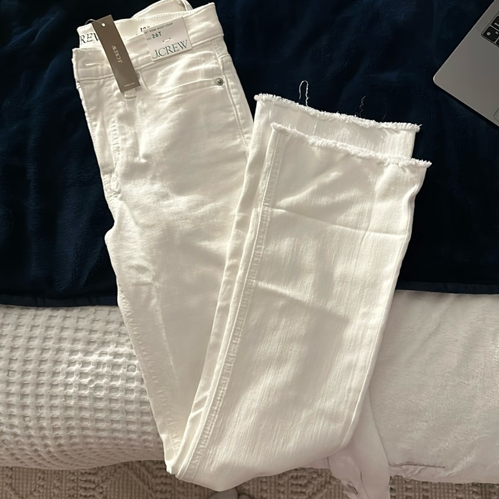 jcrew demi boot crop white jeans